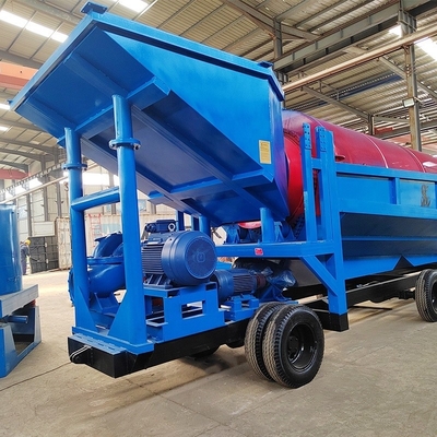 80-150t/hの容量を持つ移動式トロンメルスクリーン鉱物金ダイヤモンド洗濯機